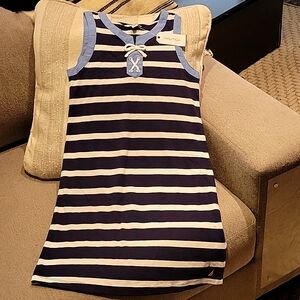 Nautica Girls’ Blue Striped Sleeveless Dress NEW